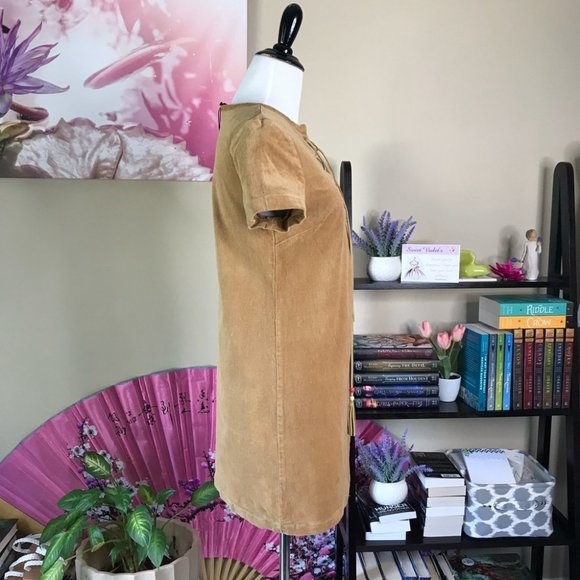✨ NWT Camel Corduroy Lace Up Tassel Dress - Picture 6 of 11
